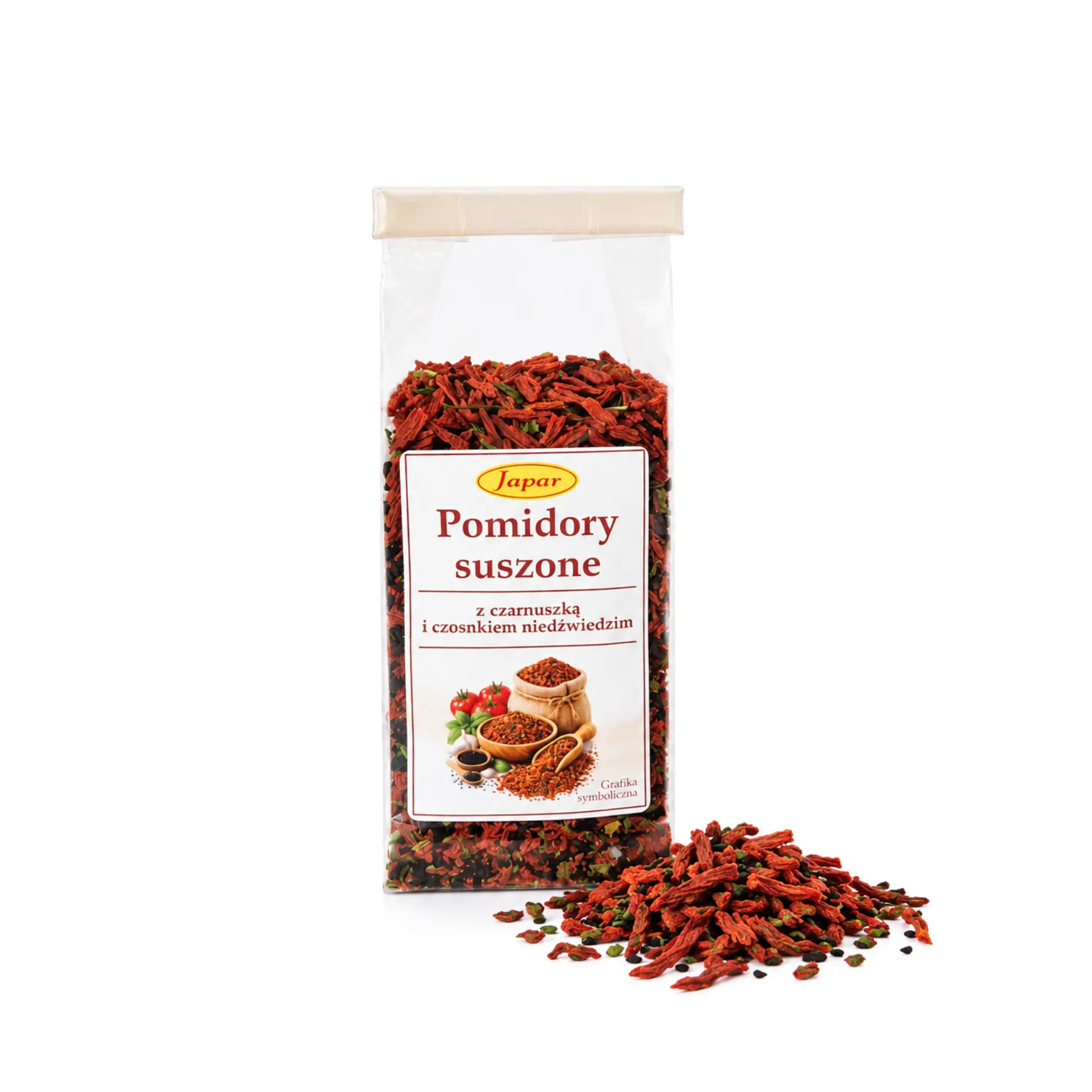 pomidory_suszone_z_czarnuszka_i_czosnkiem_niedzwiedzim Pomidory suszone z czarnuszką i czosnkiem niedźwiedzim 100 g - obrazek 1