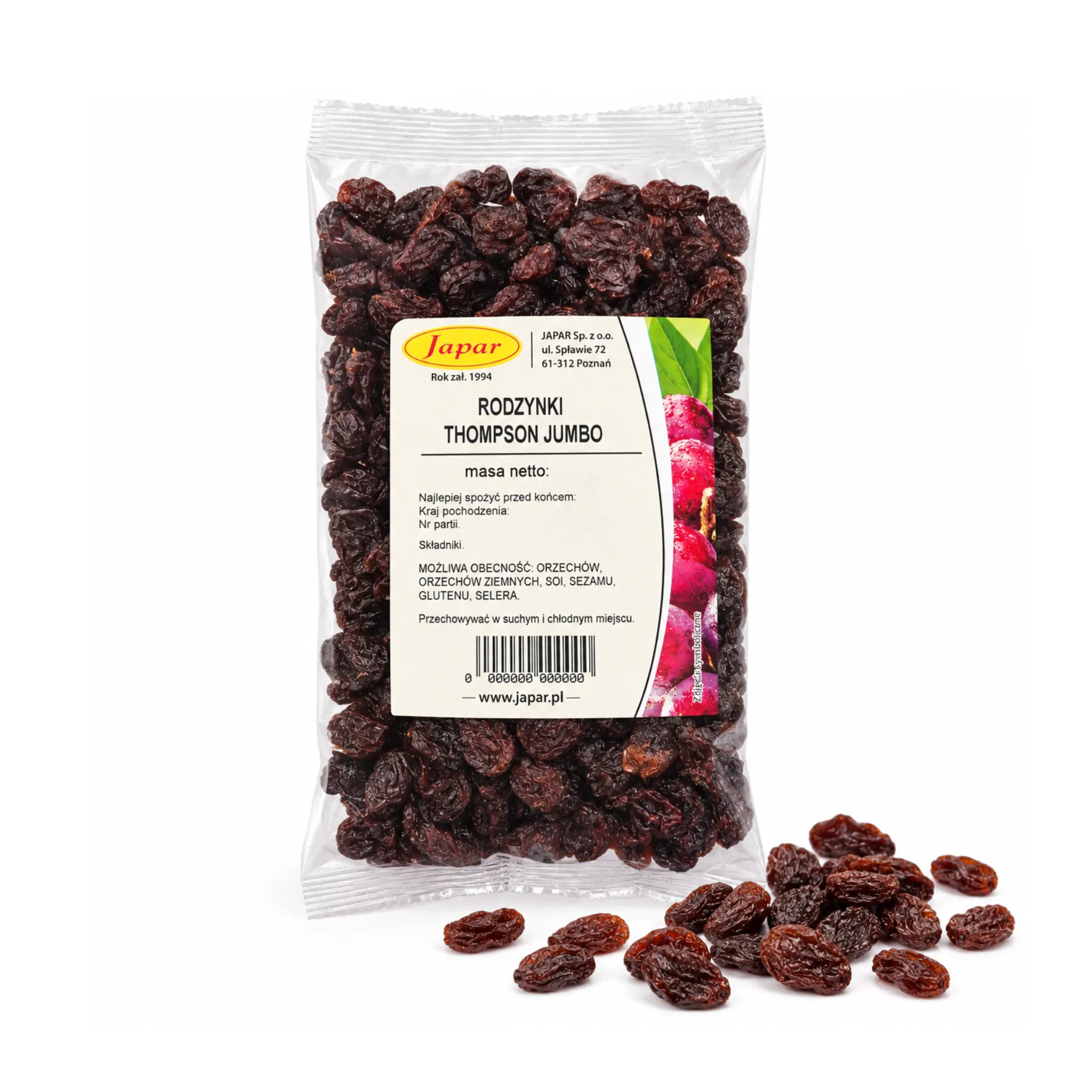 rodzynki_thompson_jumbo_500g_11zon Rodzynki Thompson Jumbo (bezsiarkowe) 500 g - obrazek 1